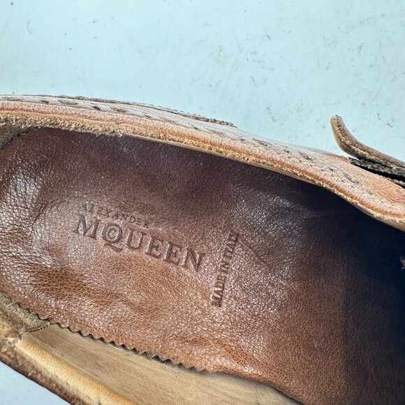 Alexander McQueen Men Size EU 42 US 9 Brown Leather Brogue Double Monk Shoes - Picture 11 of 12